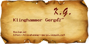 Klinghammer Gergő névjegykártya